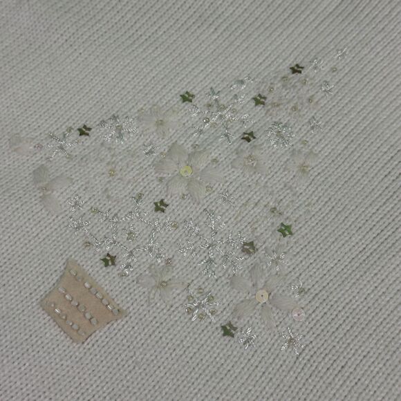 CJ Banks Sweater Women's 2X Ivory Hand Embroidered Beaded Sequin Pullover Retro - Picture 7 of 9